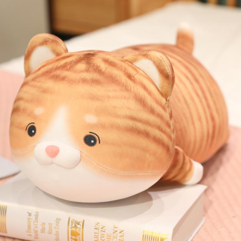 

Cute cute pet lying down cat throw pillow plush toy striped tabby orange tabby cat doll girl soothing rag doll 30cm（0.25kg）