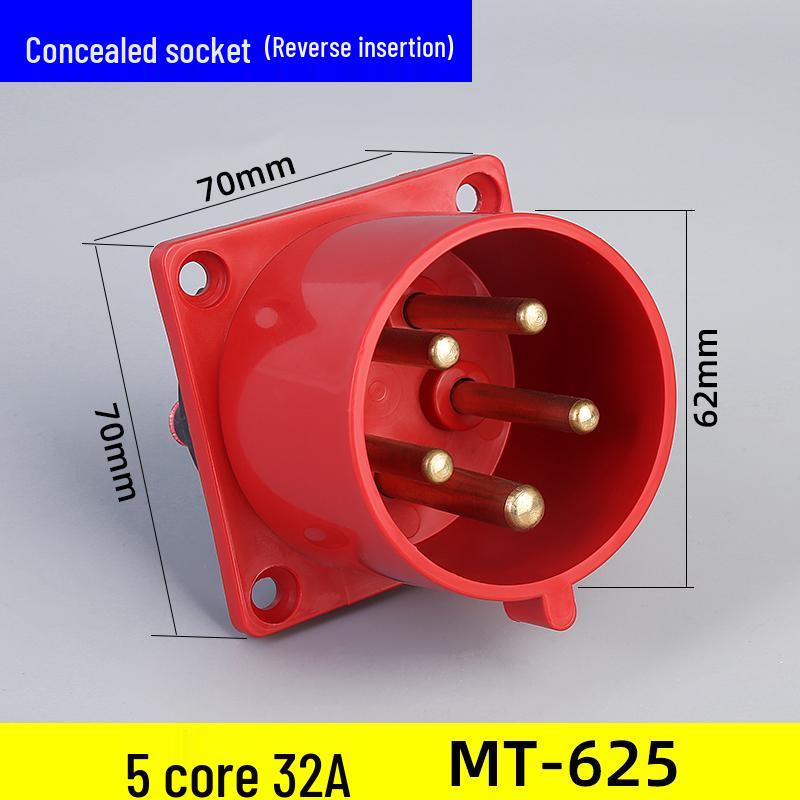 Waterproof Industrial Aviation Plug Socket: 16/32A Three-Phase Connector, 3-5 Pin, Recessed/Surface Mount Options