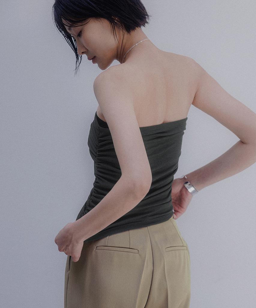 Memua Ring Soft Shirring Top (Khaki)