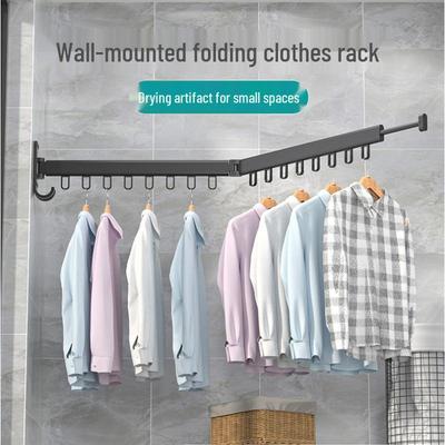 Foldable Wall-Mounted Retractable Clothes & Quilt Drying Rack for Balcony or Indoor Use