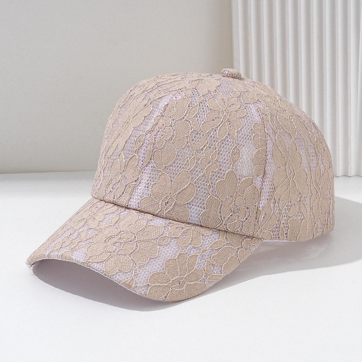 

Женская бейсболка с кружевным цветком и козырьком-уткой Medium (56-58cm) розовый