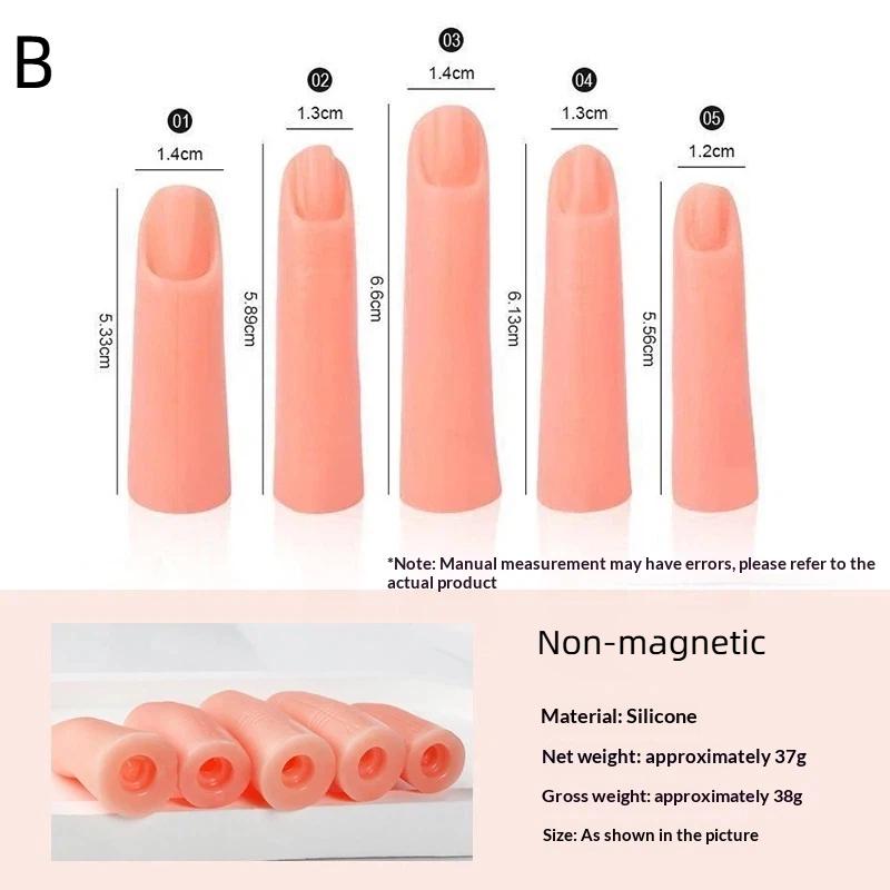 

5Pcs Silicone Nail Practice Finger Set Magnetic Non Magnetic Nail Art Extension Training Tool