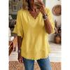 TIFICY Women's Fashion Casual Summer Spring Solid Color Print Short Sleeve V-Neck Blouses & Shirts