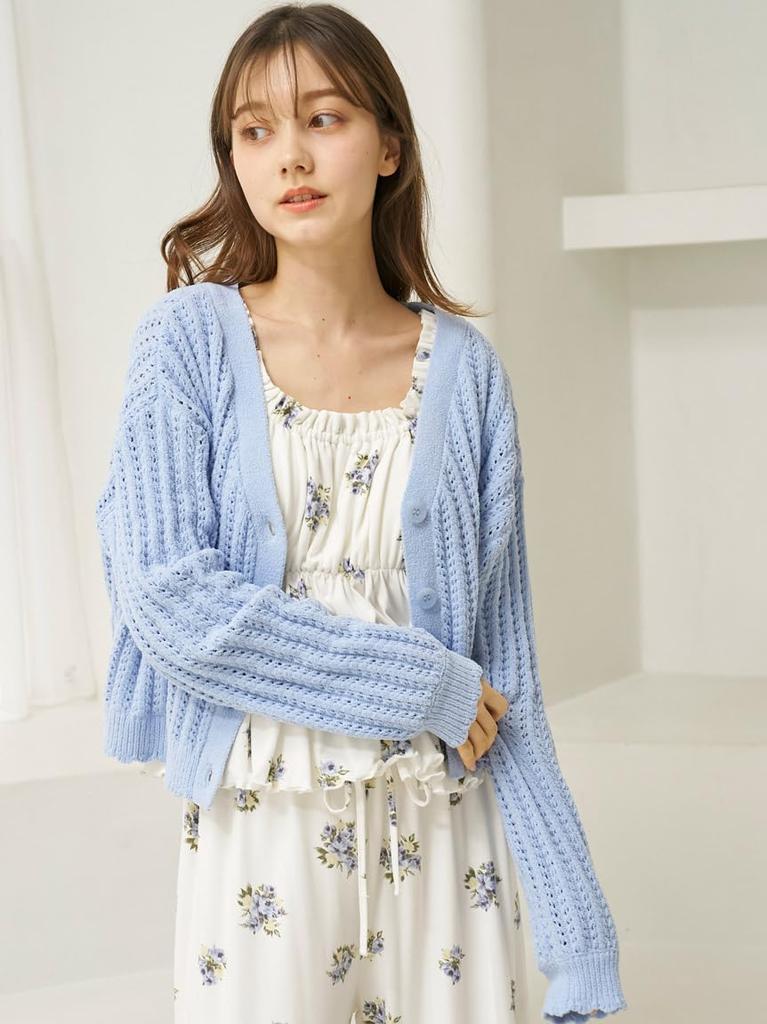 Gelato Pique Crochet Cardigan PWNT252053BLUF
