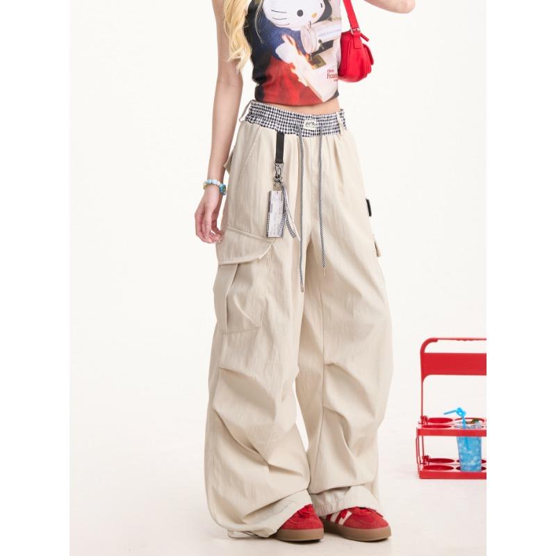 

Wide-legged paratrooper overalls men s and women s street hip-hop loose trend neutral style high street casual sports trousers S