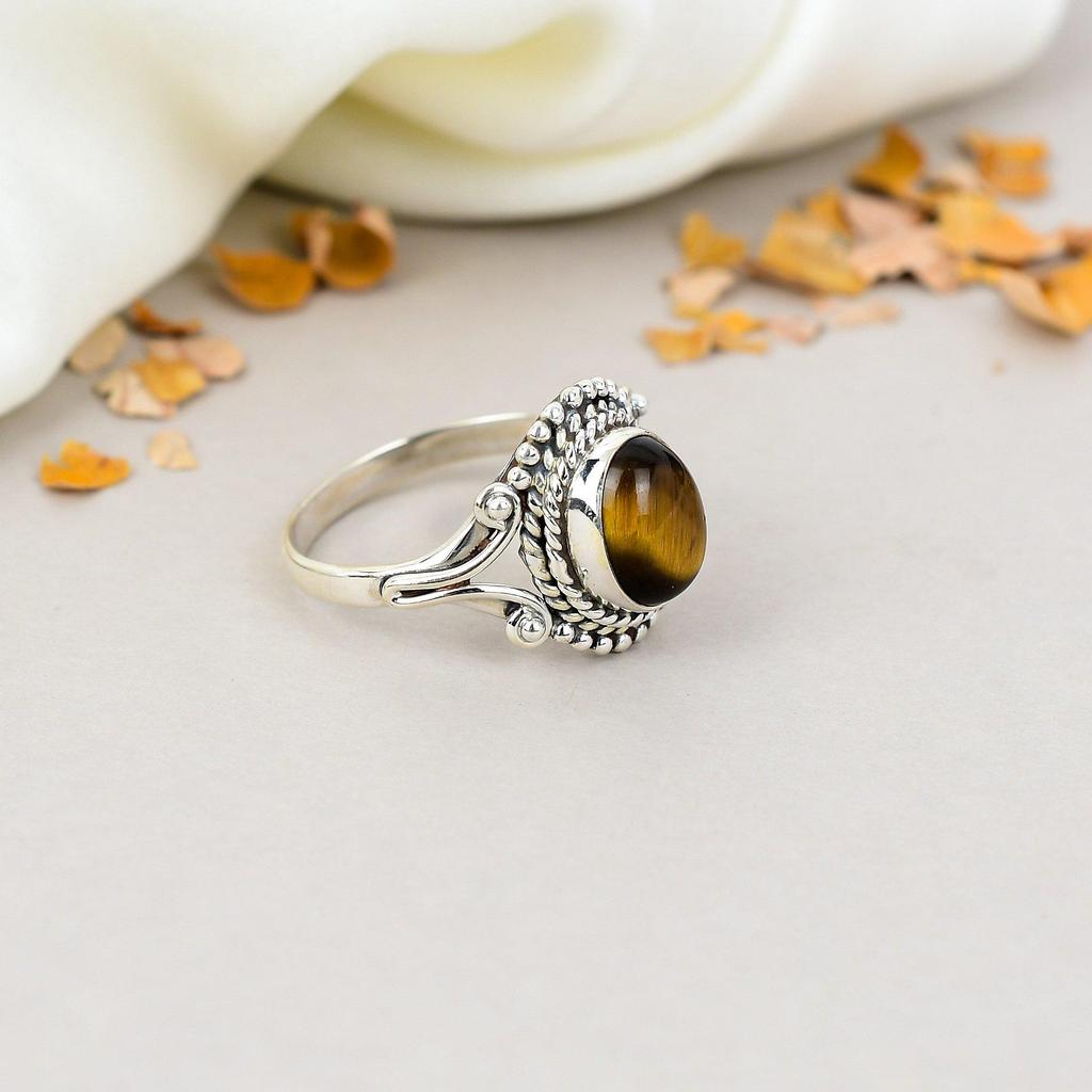 Tigrisszem 925 Sterling Ezüst Barna Drágakő Kézzel Készített Ékszer Nőknek