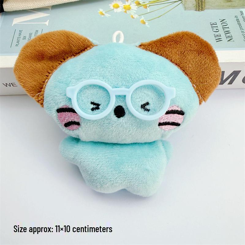 Creative Cartoon Plush Mouse Keychain with Glasses - Cute Puppy Girls' Bag Charm Gift