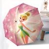 Disney Tinkerbell, Tinker Bell Automatic Open/Close Fashion Umbrella - Cute Umbrella with Cute Design, Portable 3-Fold Compact Umbrella for