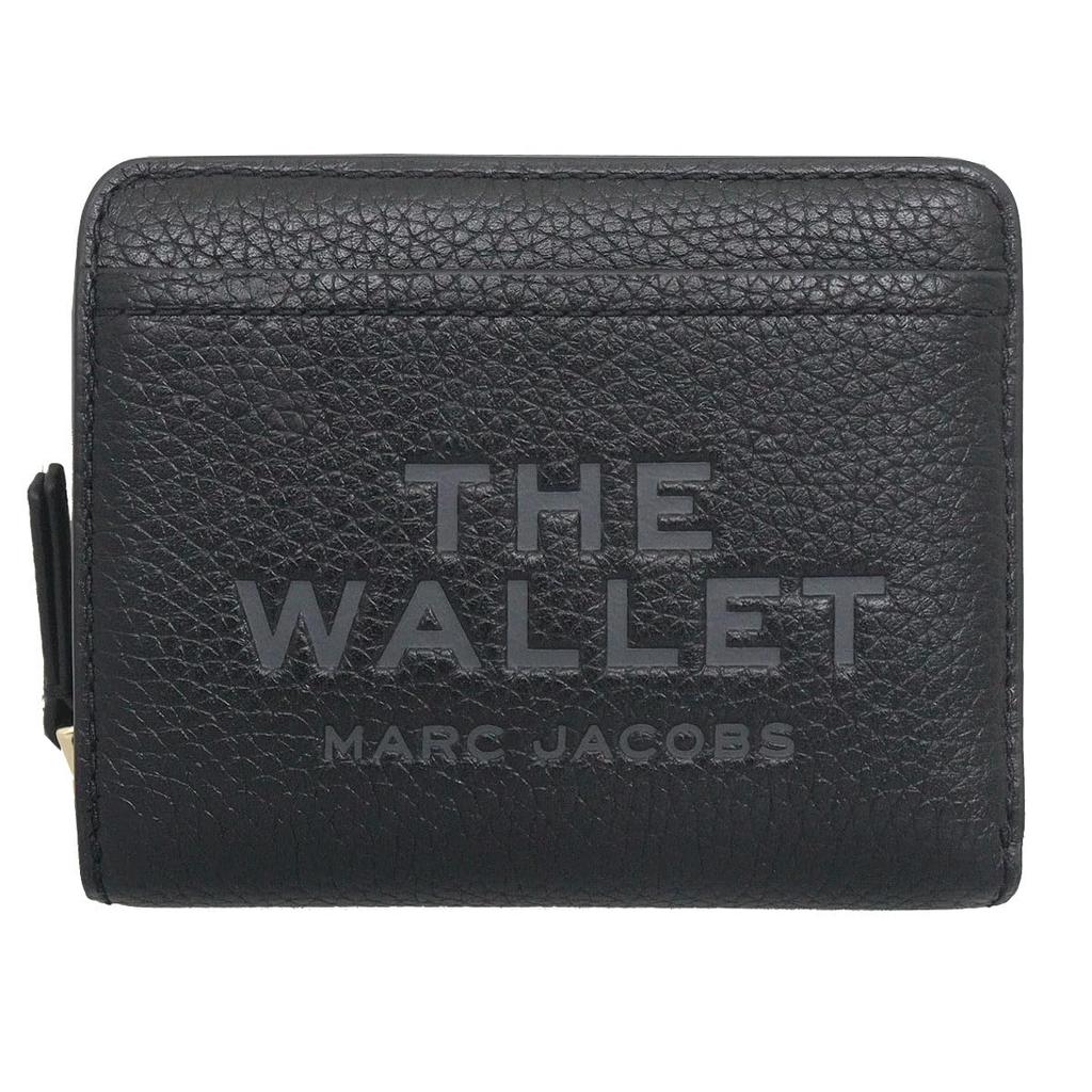 Marc Jacobs Bifold Wallet Black The Leather Graphic Logo Mini Compact Wallet for Women (2R3SMP044S10) [Brand] [Used]