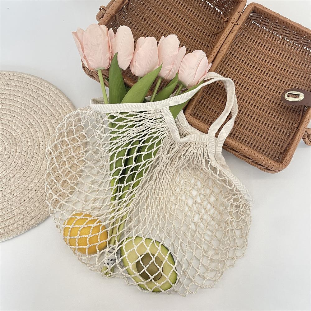 5 Woven fruit mesh bag shoulder bag shopping fishing net bag portable hollow woven bag play beach bag