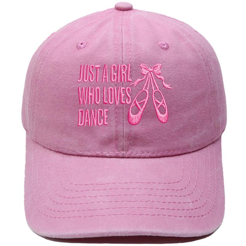 Bow Dance Shoes Letter Embroidery Baseball Cap Washed Retro Dad Hat Men's and Women's Casual Versatile Sun Hat