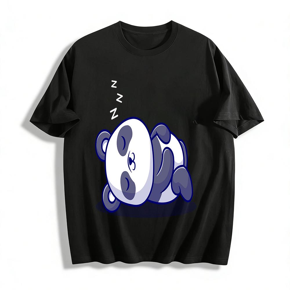 

Lazy Lying Panda Print Casual Short Sleeve T-Shirt Pure cotton T-shirt XXS