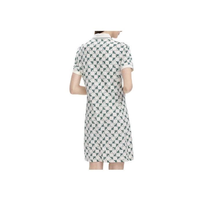 FILA Valentines Day American Series All Over Logo Print Knitted Fashion Casual Short Sleeve Dress Women Dresses F11W329314FZD