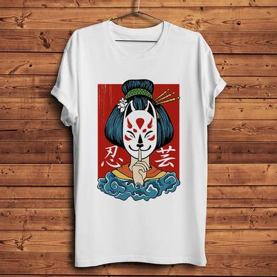 Japan Vintage Edo Style Samurai Geisha Cool TshirtSummer Short Sleeve T Shirt Unisex White Casual Tshirt Unisex Streetwear Tee