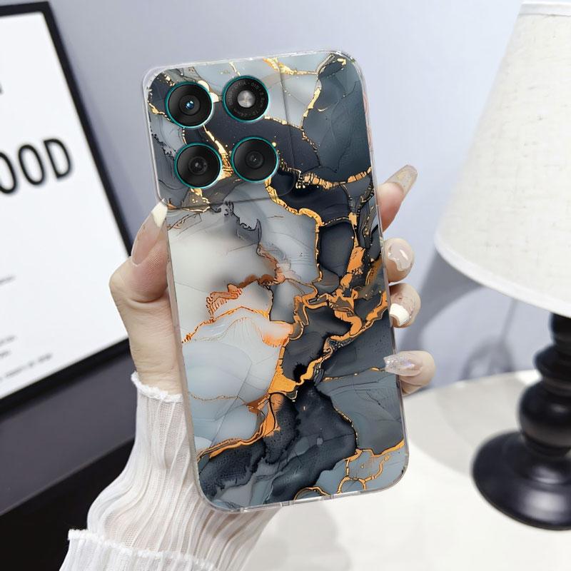 Phone Case For Moto Edge 60 Fusion Case Protect Cover For Motorola Moto Edge 60 Marble Butterfly Print Clear Soft Silicone Funda