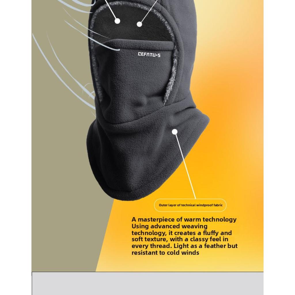 Men's and Women's Autumn and Winter Outdoor Cold Protection, Face and Neck Protection Integrated with Thick Velvet Riding Windproof Face Mask