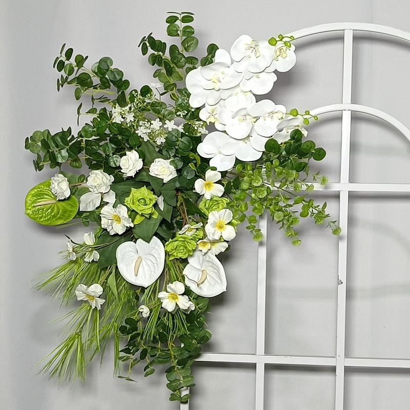 Triangular Silk Flower Wedding Arch Arrangement for Reception Background