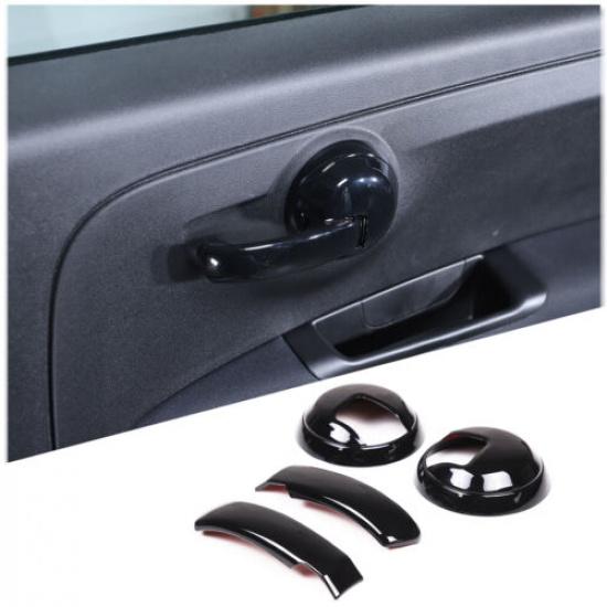 Glossy Black Inner Door Handle Frame Cover Trim For Fiat 500 2010-