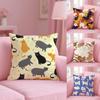 Cute Cat Cushion Cover Soft Short Plush Double-Sided Printing Home Decor Machine Washable Pillow Case Gift