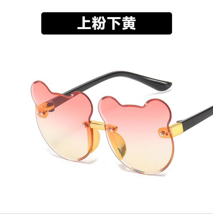 Fashion Summer Outdoor Travel Skiing Sunglasses Cartoon Bear Sunglassess for Boy Girl Children Rimless Casual Sunglasses UV400