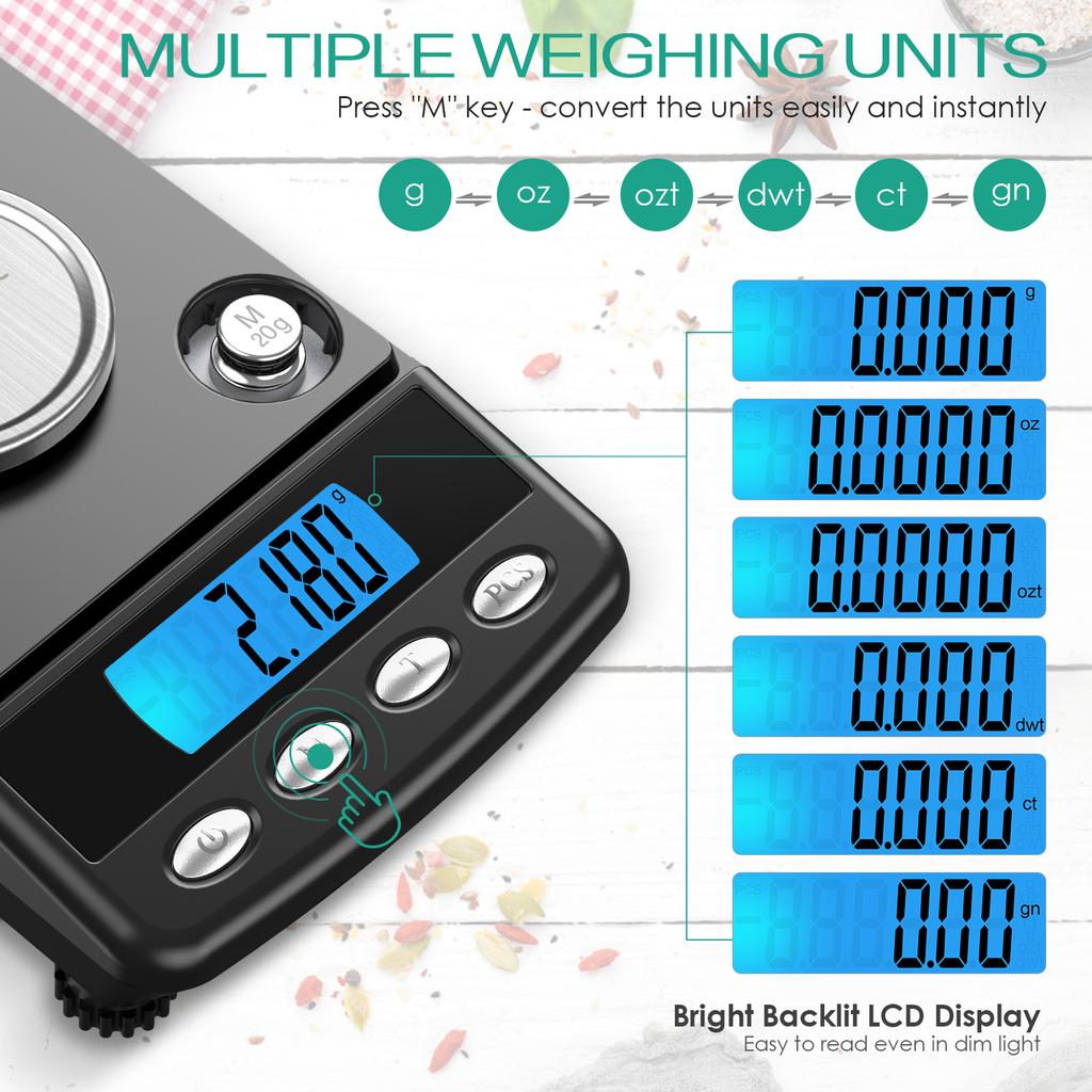 20g High Precision Professional Milligram Scale 0.001g Electronic Jewelry Scales Digital Pocket Scale Electronic Balance Scale