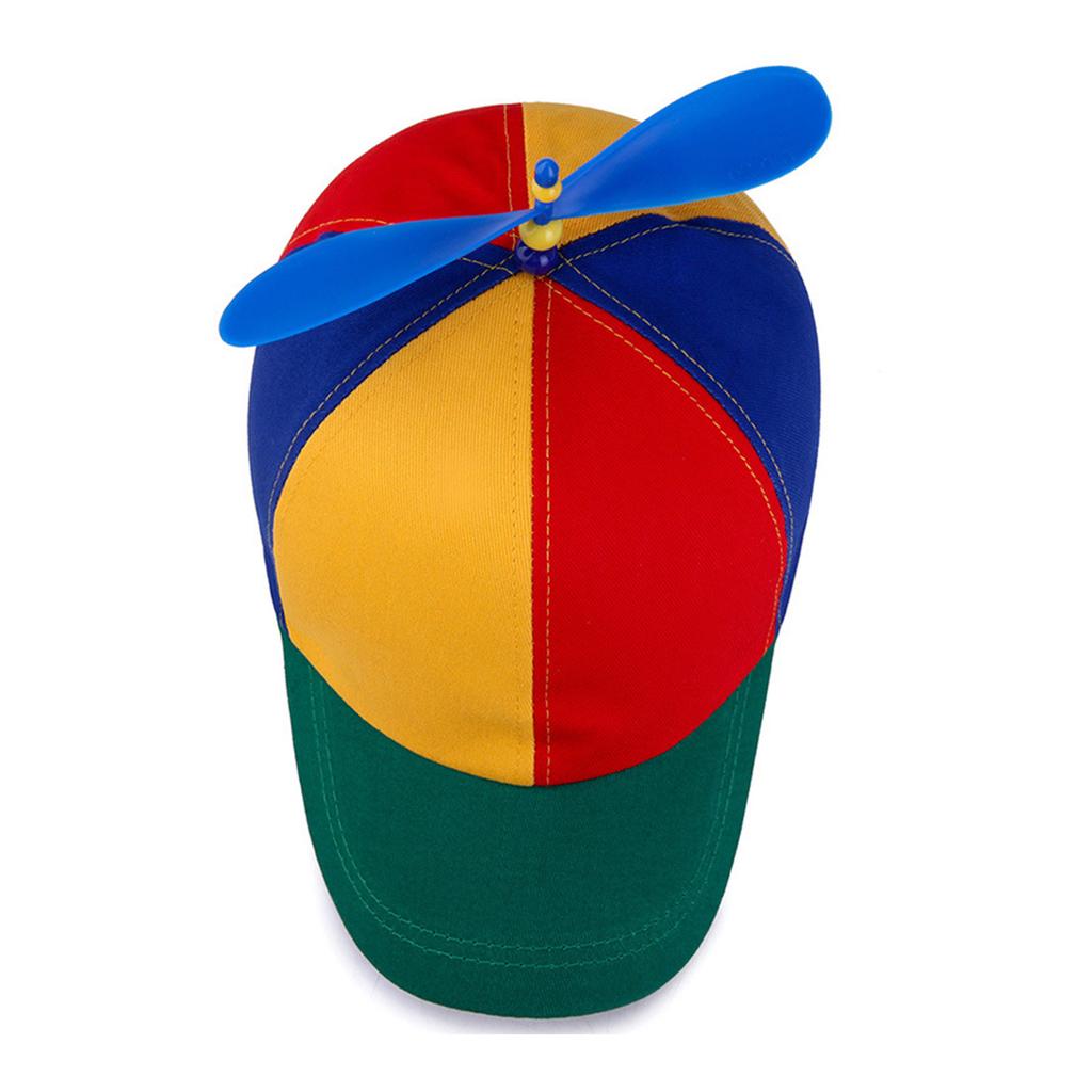 Rainbow Propeller Baseball Cap with Bow Tie Performances Hat for Christmas Children Outdoor Adjustable Duckbill Cap