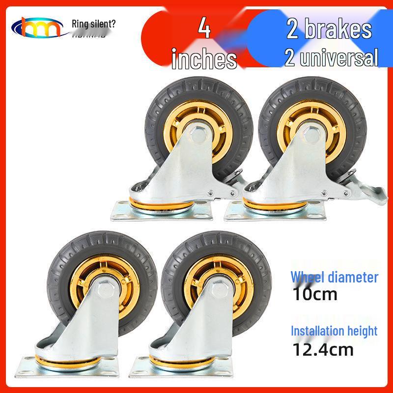 Schwerlast-Gummi-Lenkrollen mit Bremse - Doppelt gelagert, Größen 3/4/5 Zoll