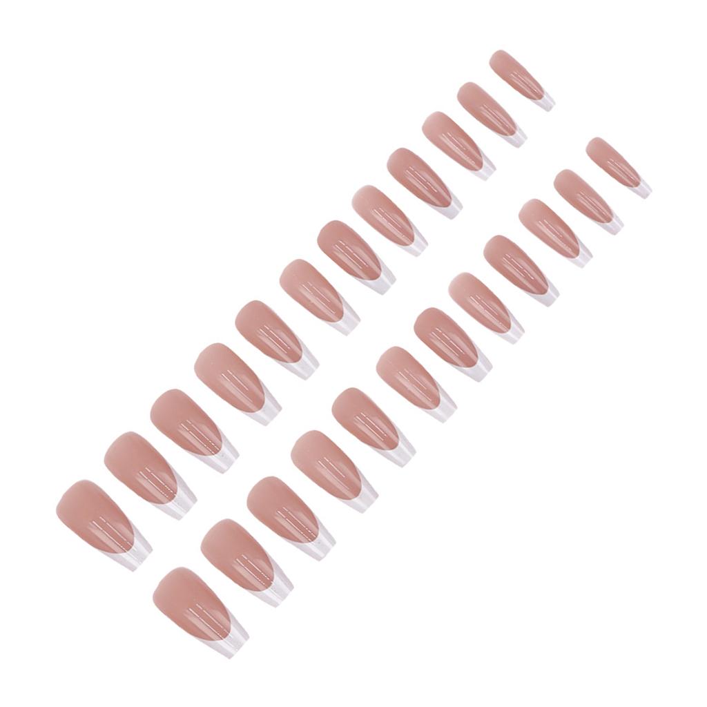 French White Tip Press on Nails Medium Natural Unbreakable Nail Simple Wear for Stage Performance Wear