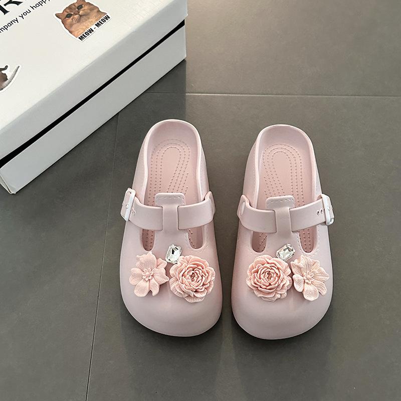 Flowers Cute Cartoon Girl Bag Head Slippers Summer Fashion Casual Camellia Outside the Beach Thick Bottom Cool Slippers