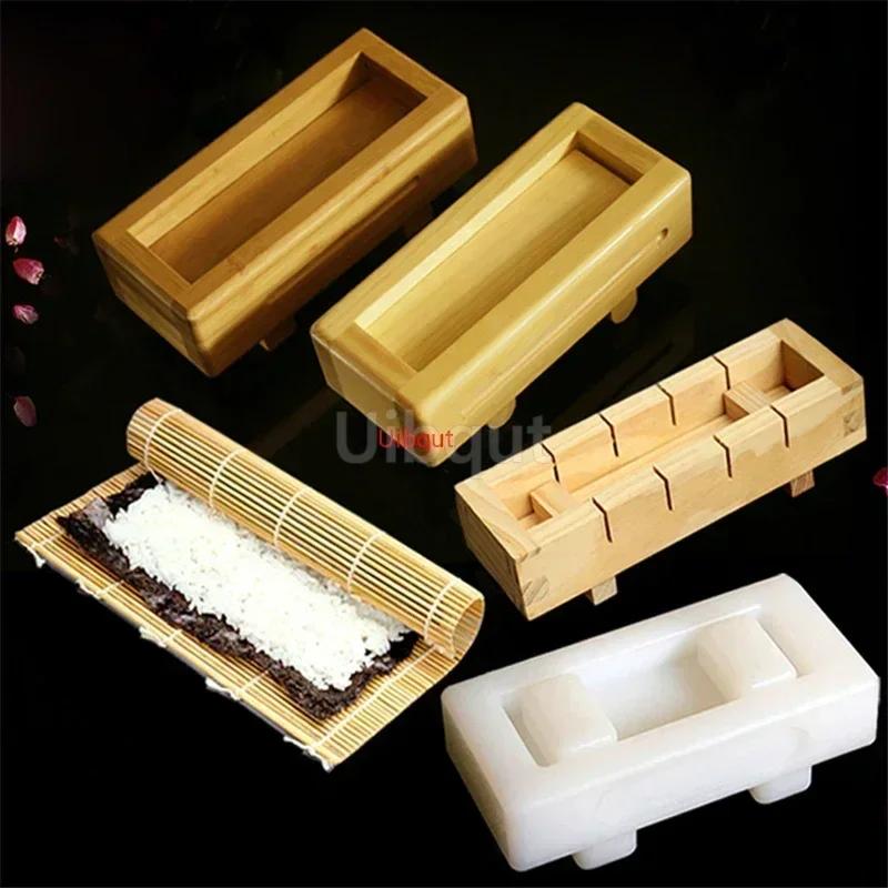 Wooden White Sushi Mould Special Flat Wooden Roller Shutter Sushi Tools Bamboo Rice Pressing Mould Mat Bento Sushi Maker