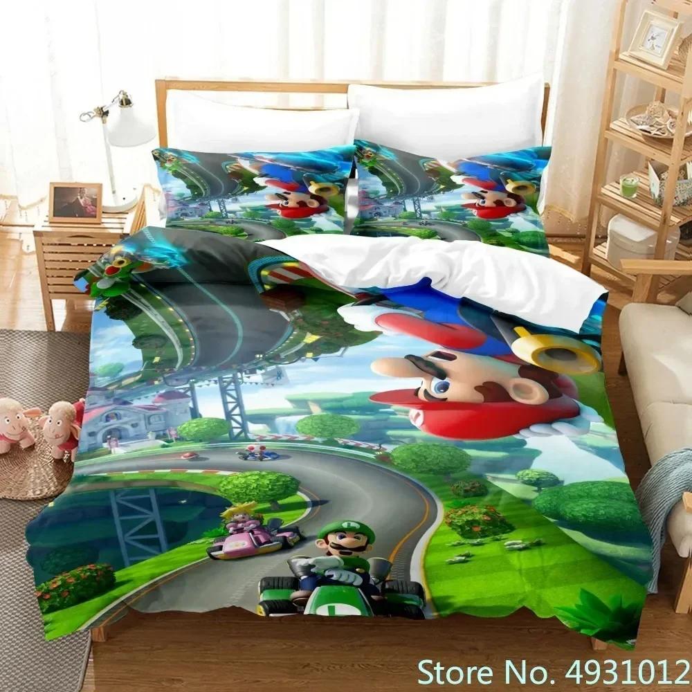 Pościel Super Mario Luigi Yoshi Toad Jumpman Anime 3D Poszewka na kołdrę Dla dziecka Dzieci Młodzież Dorosłych Tekstylia domowe Poszewka na kołdrę