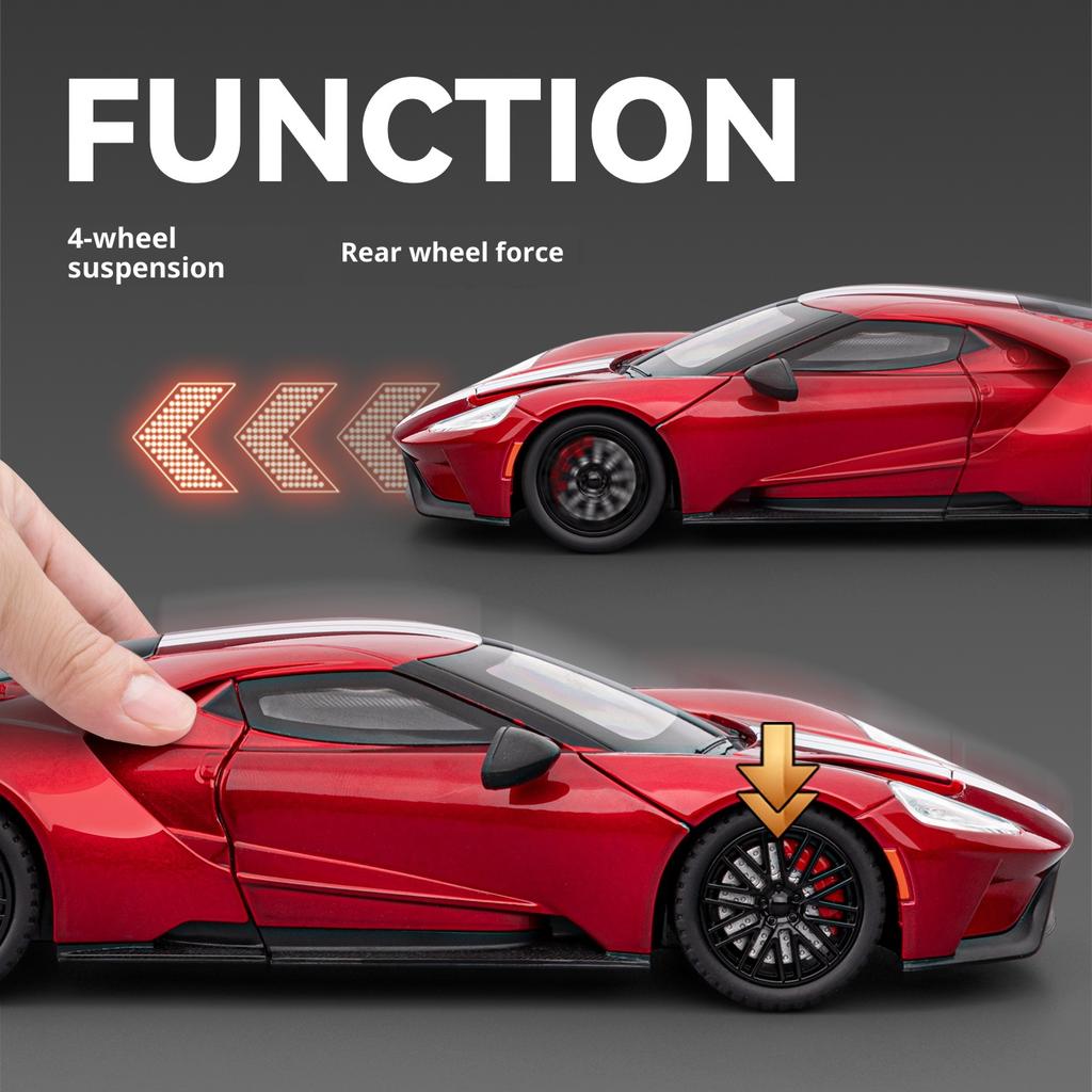 Large 1/24 Ford GT Car Model Alloy Simulation Supercar Collection Ornaments Children's Toy Car Boy Holiday Gift