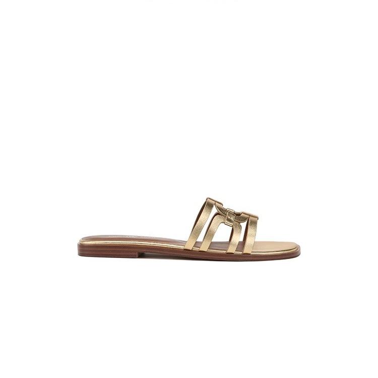 Cowhide version~ Genuine leather one-word beach flat-bottomed slippers for women's sandals