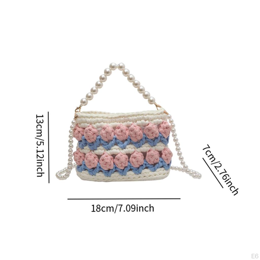 DIY Knitting Crochet Bag Kit Flower Hand Woven Handbag 7.09x2.76x5.12" Crossbody Girls Holiday