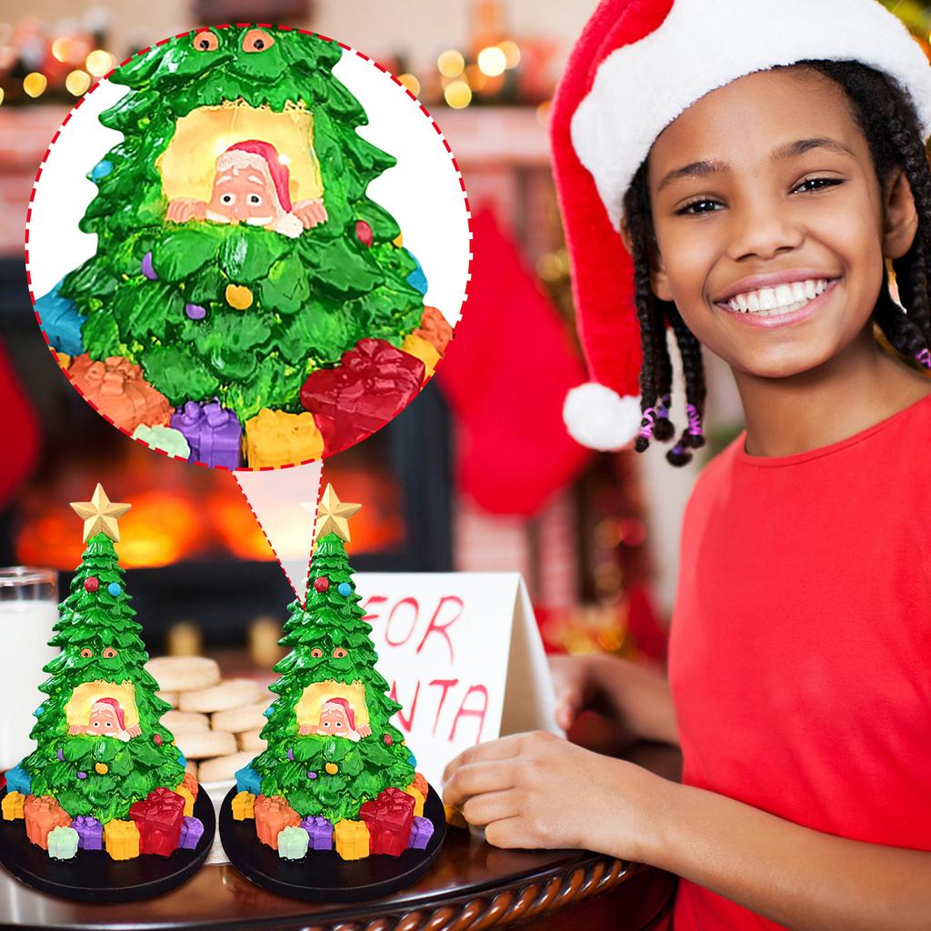 Christmas Tree Decoration Unique LED Lights Music Box Luminous Village House Desktop Ornament for Home Office New Year Gift