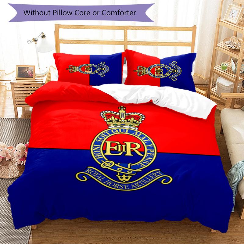 British Royal Artillery 3pcs Bedding Set Duvet Cover Closure Includes 1 Duvet Cover & 2 Pillowcases for All Seasons Bedroom Home Dorm Decor