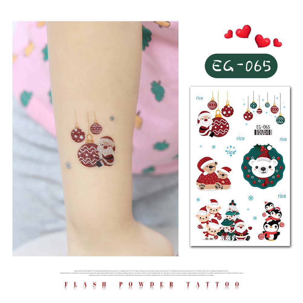 "Ruikalong Waterproof Christmas Snowflake Cartoon Glitter Tattoo Stickers for Kids"