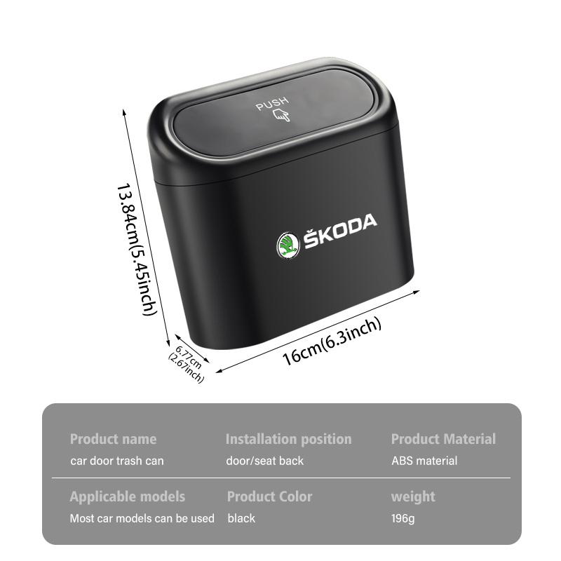 BHBD3 For Skoda Car Hanging Trash Bin Storage Box Auto Accessories Kamiq MK3 Roomster Rapid Kodiaq Karoq Fabia Enyaq