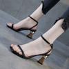 Internet celebrity sandals women 2025 summer new student Korean version square head high heels sexy fairy wind outside women's shoes