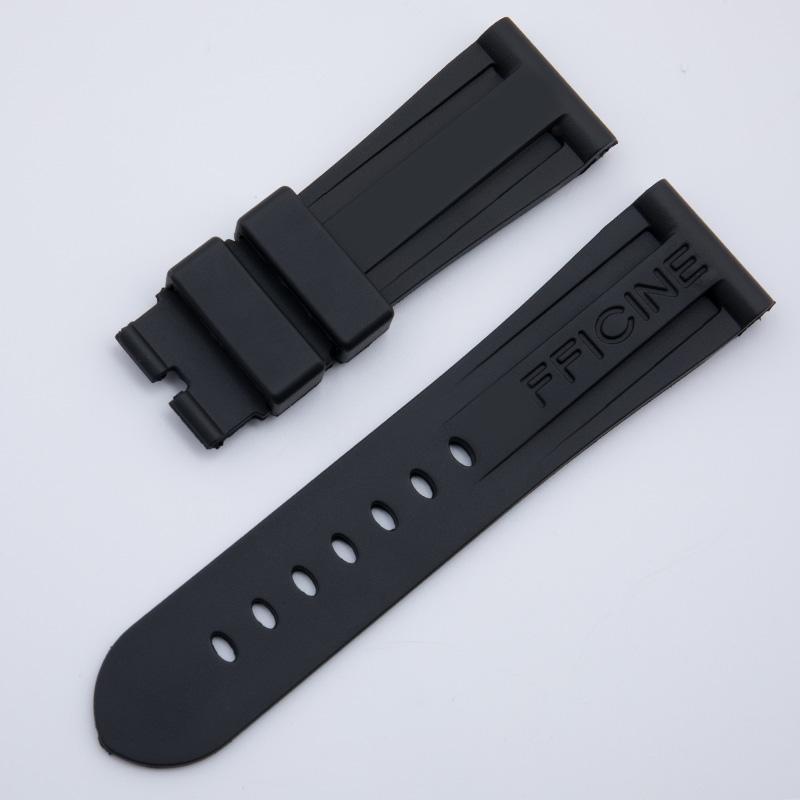 Soft Black Blue Orange Nature Rubber Silicone 26mm Watch Band for Panerai Strap Black Blue Red Orange With Tang Pin Buckle