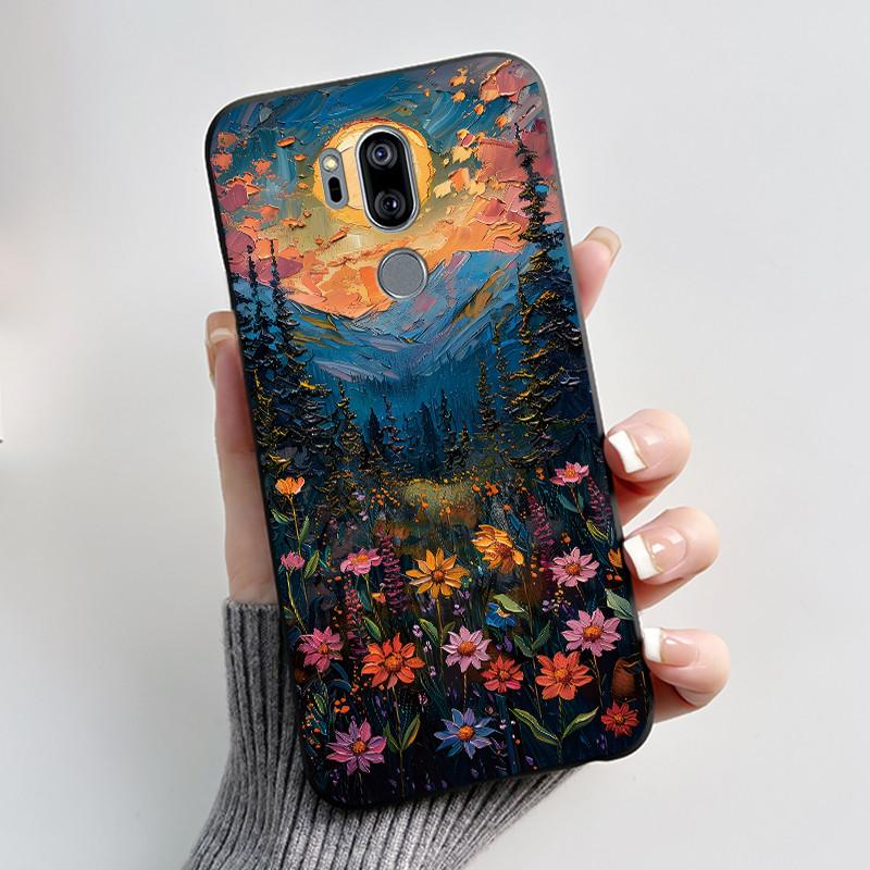 Case For LG G7 ThinQ Casing G710EM Cute Love Rabbit Funny Cartoon Ultra Slim TPU Black Silicone Soft Case LG G7 Plus Phone Cover