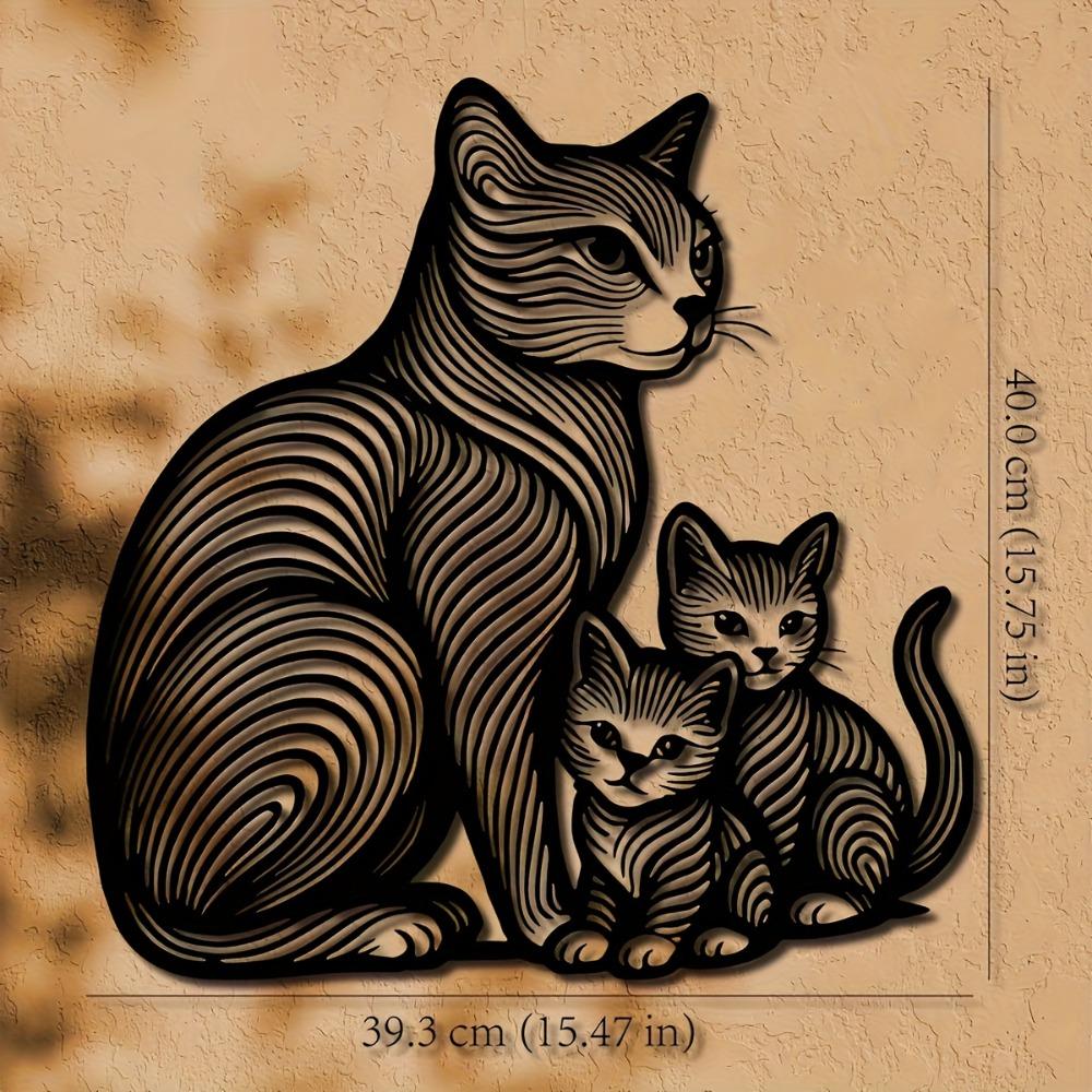 

Cat Family Metal Wall Art Sculpture 40 cm 15.75 Inch Modern Laser Cut Iron Home Decor 1pc