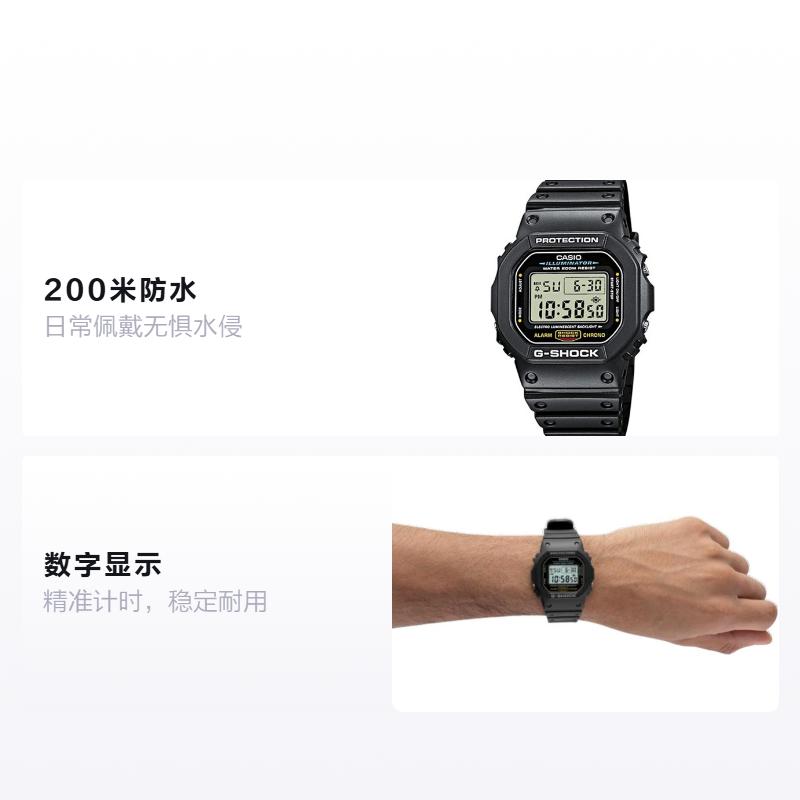 

CASIO watch series-DW&BGD electronic small square waterproof Quartz resin strap same style for men and women gray dial DW-5600E-1VP+BGD-560-7A чорний