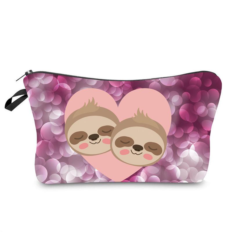 Stylish European And American Sloth Pattern Makeup Bag Ladies Handbag For Travel