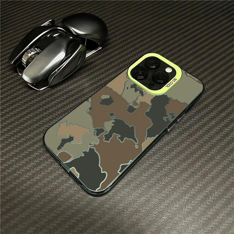 Hollow Camouflage Phone Case for iPhone 16 15 14 13 12 11 Pro/ Max/Plus Anti-fingerprint Shock-proof Rear Cover