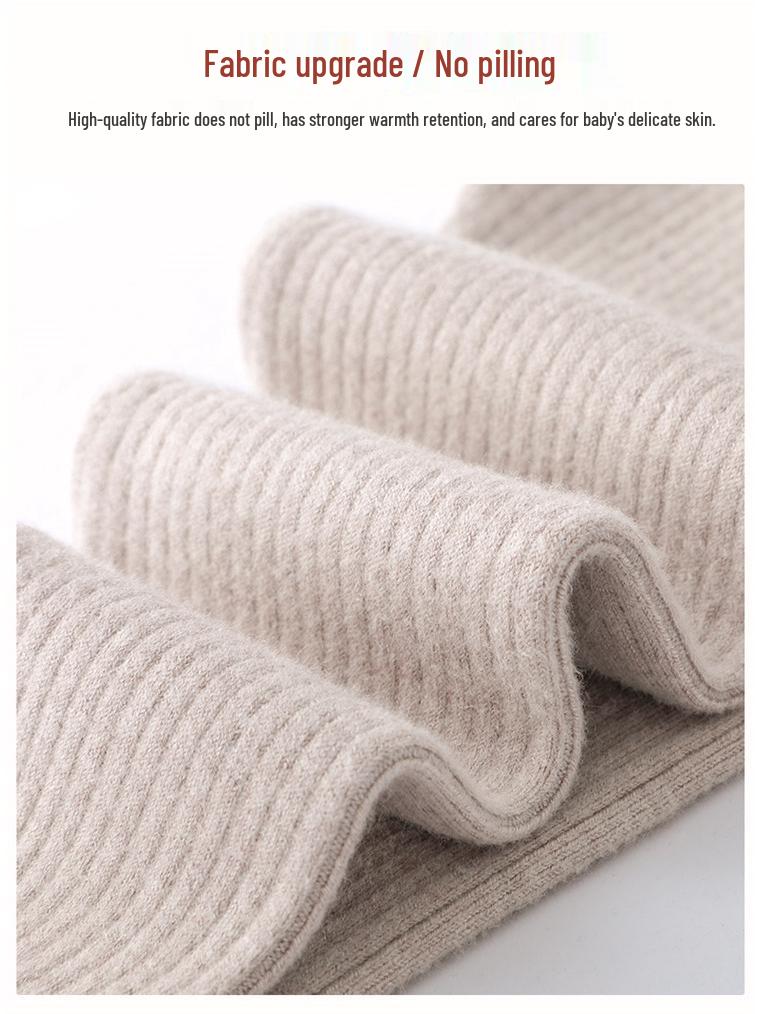Children’s Thick Wool Cashmere Pants for Fall & Winter – Knitted Ribbed Base Layer for Boys & Girls, Suitable for Big Kids.