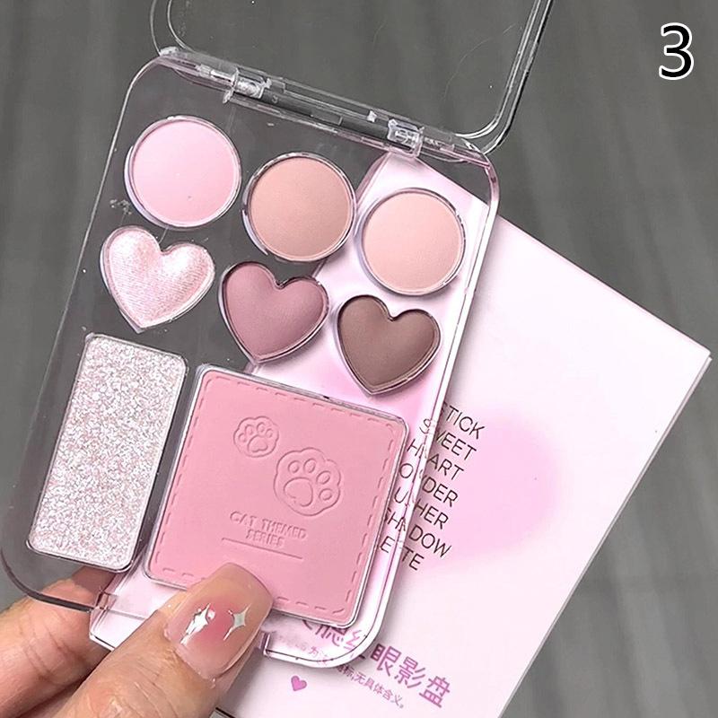 8-Color Love Eye Shadow Plate Blush High-Light Integrated Natural And Long-Lasting Light Shine Eyeshadow Daily Makeup Palette