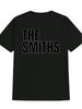 Casual Short Sleeve T-shirt with Bold "THE SMITHS" Graphic Print - Black with Red Lettering