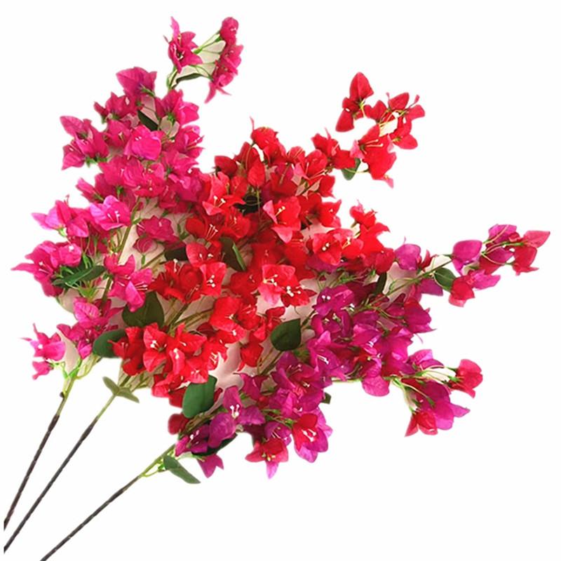 5pcs Artificial Bougainvillea Flower with Long Stem  Silk Bougainvillea Spectabilis Blossom Tree Branch