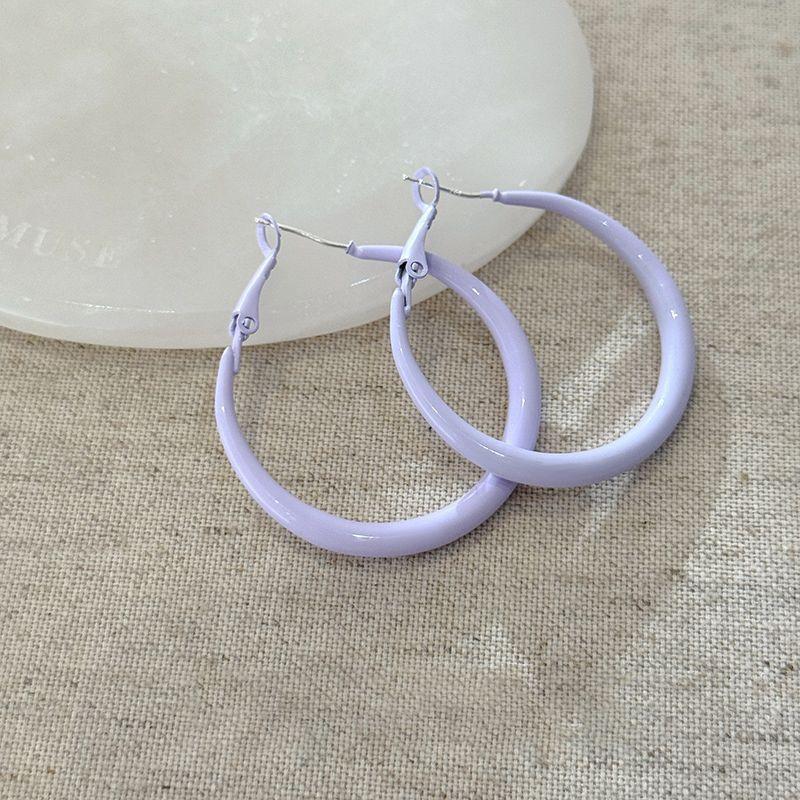 Silver Needle Simple Plain Ring Earrings Versatile Light Luxury Cold Wind Circle Ear Buckle Millennium Spice Girl Fashion Earrings Women